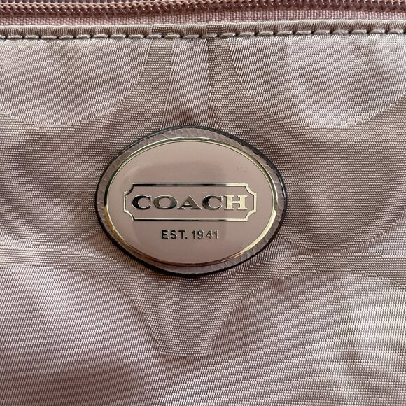 COACH Mauve/Pink Signature Logo Getaway Nylon File Crossbody Purse - Picture 2 of 10